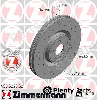 Zimmermann 450.5225.52 — Brake Disc SPORT BRAKE DISC COAT Z