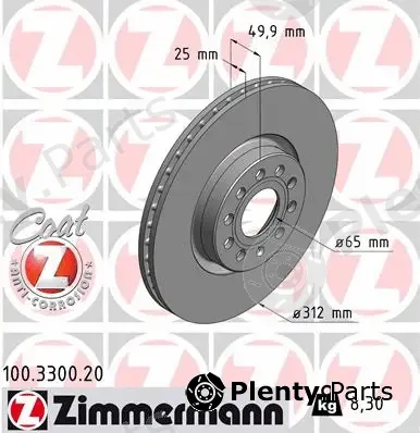 Zimmermann 100.3300.20 — Brake Disc COAT Z