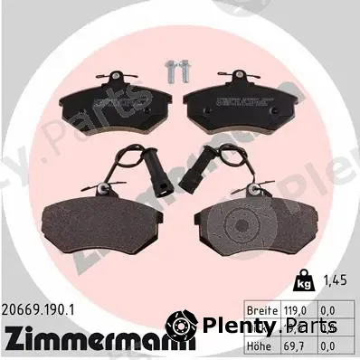 Zimmermann 20669.190.1 — Brake Pad Set, disc brake