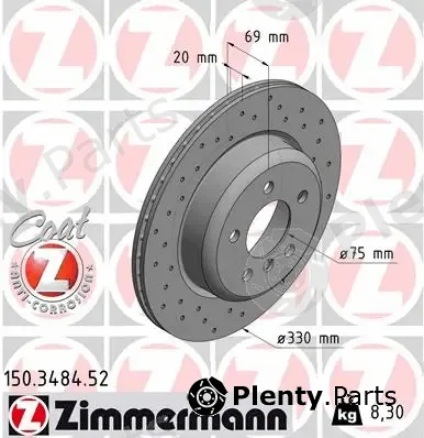 Zimmermann 150.3484.52 — Brake Disc SPORT BRAKE DISC COAT Z