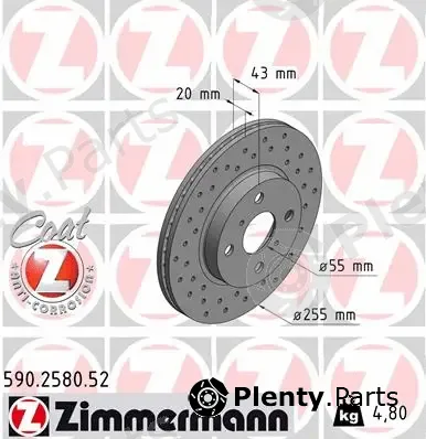 Zimmermann 590.2580.52 — Brake Disc SPORT BRAKE DISC COAT Z