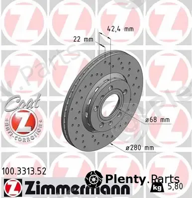 Zimmermann 100.3313.52 — Brake Disc SPORT BRAKE DISC COAT Z