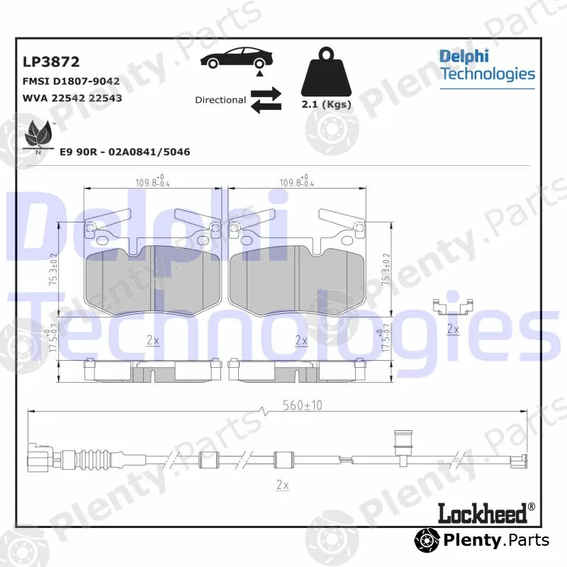 Delphi LP3872 — Brake Pad Set, disc brake