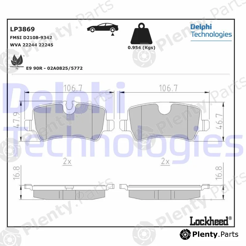 Delphi LP3869 — Brake Pad Set, disc brake