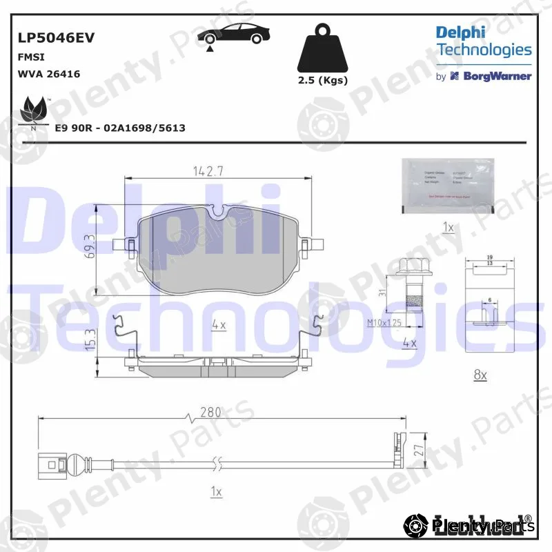 Delphi LP5046EV — Brake Pad Set, disc brake