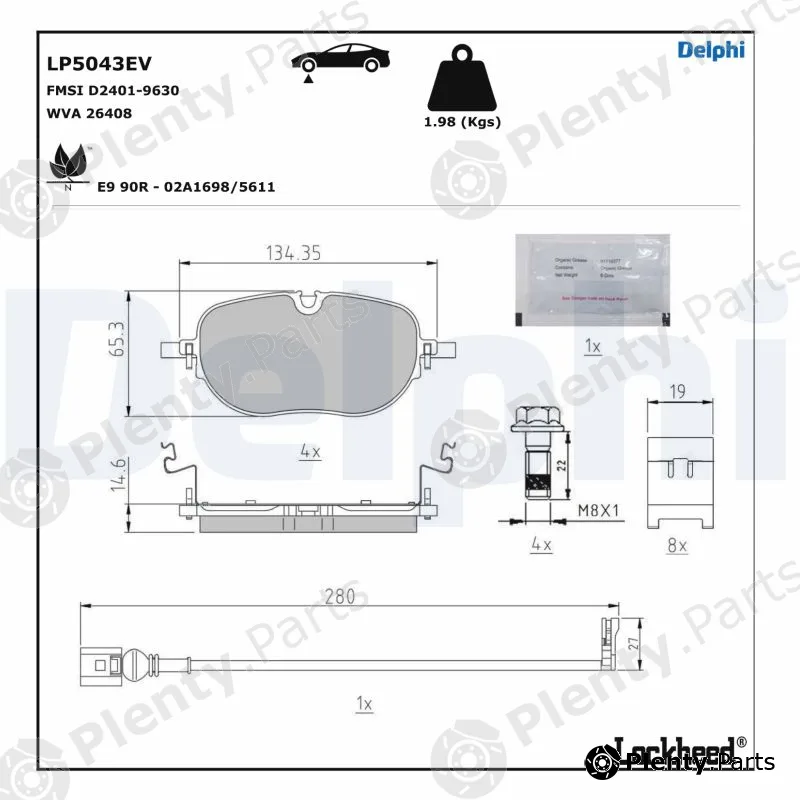Delphi LP5043EV — Brake Pad Set, disc brake