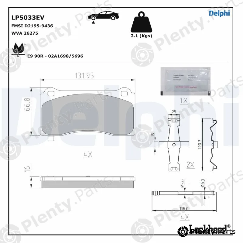 Delphi LP5033EV — Brake Pad Set, disc brake