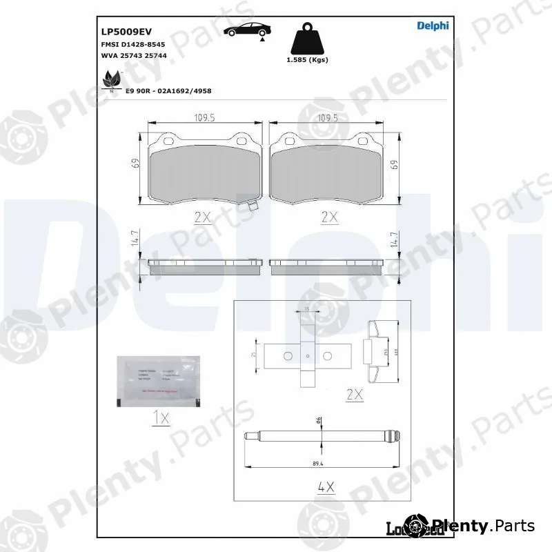 Delphi LP5009EV — Brake Pad Set, disc brake