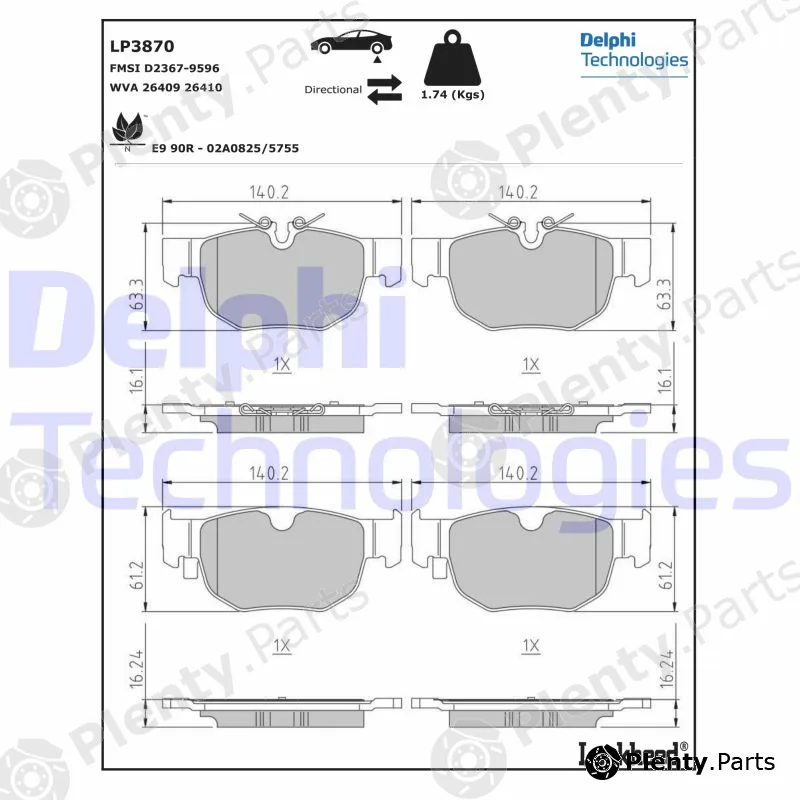 Delphi LP3870 — Brake Pad Set, disc brake