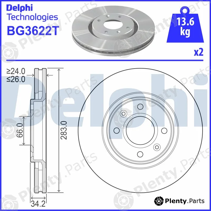 Delphi BG3622T — Brake Disc