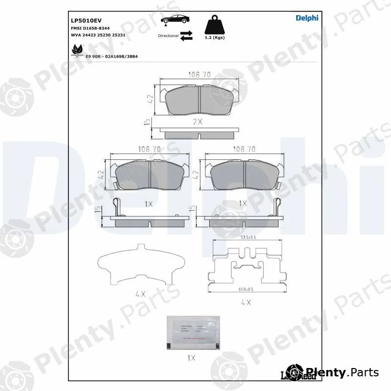 Delphi LP5010EV — Brake Pad Set, disc brake