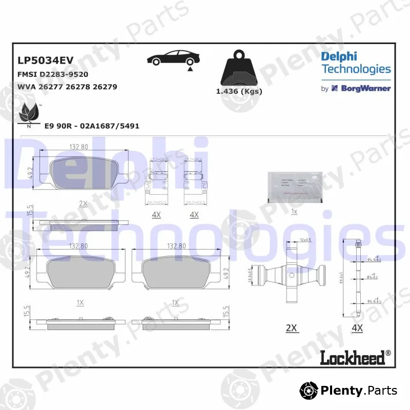 Delphi LP5034EV — Brake Pad Set, disc brake
