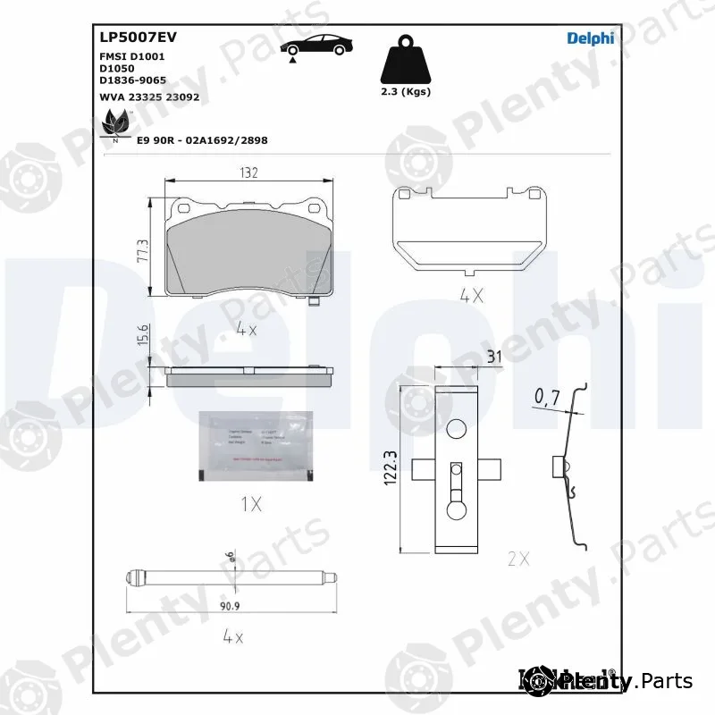 Delphi LP5007EV — Brake Pad Set, disc brake