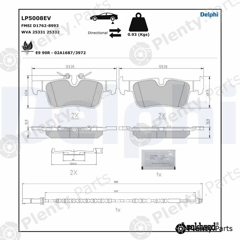 Delphi LP5008EV — Brake Pad Set, disc brake