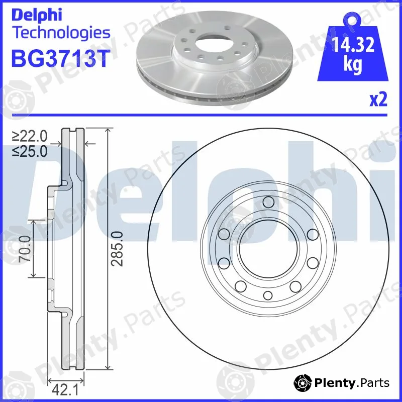 Delphi BG3713T — Brake Disc