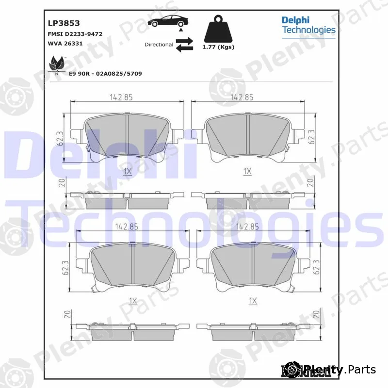 Delphi LP3853 — Brake Pad Set, disc brake