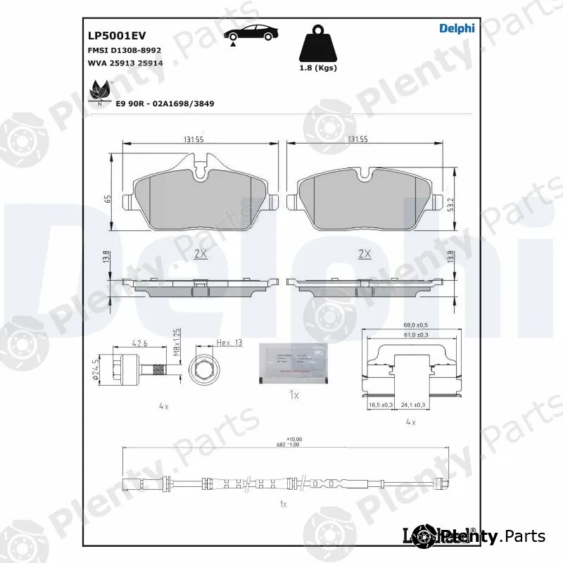 Delphi LP5001EV — Brake Pad Set, disc brake