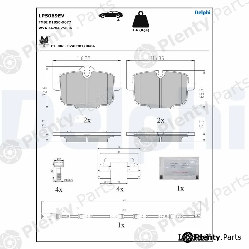 Delphi LP5069EV — Brake Pad Set, disc brake