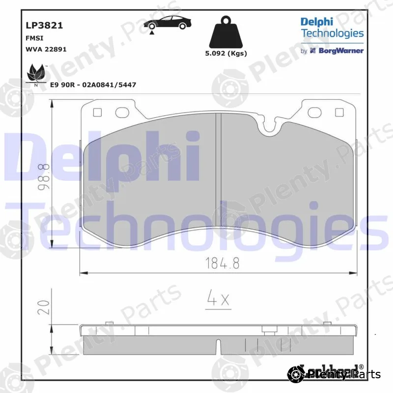 Delphi LP3821 — Brake Pad Set, disc brake