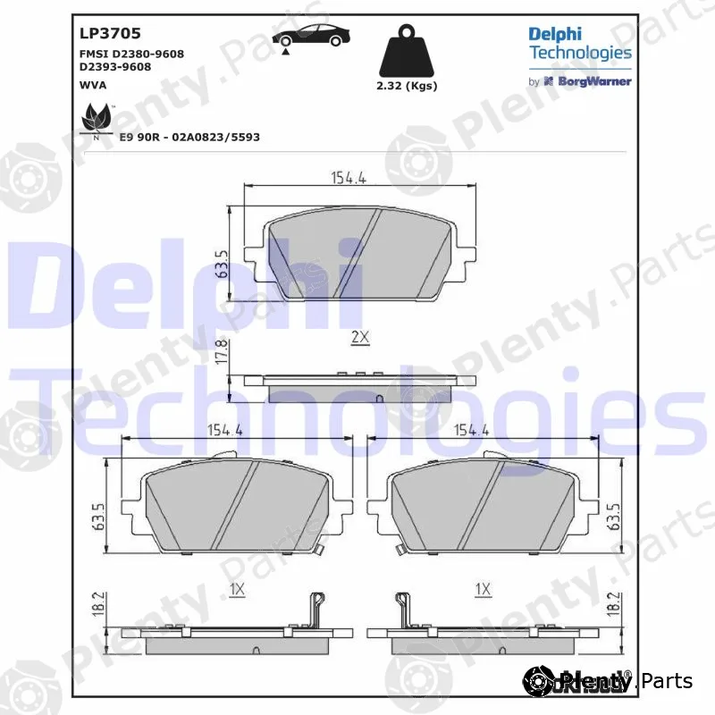 Delphi LP3705 — Brake Pad Set, disc brake