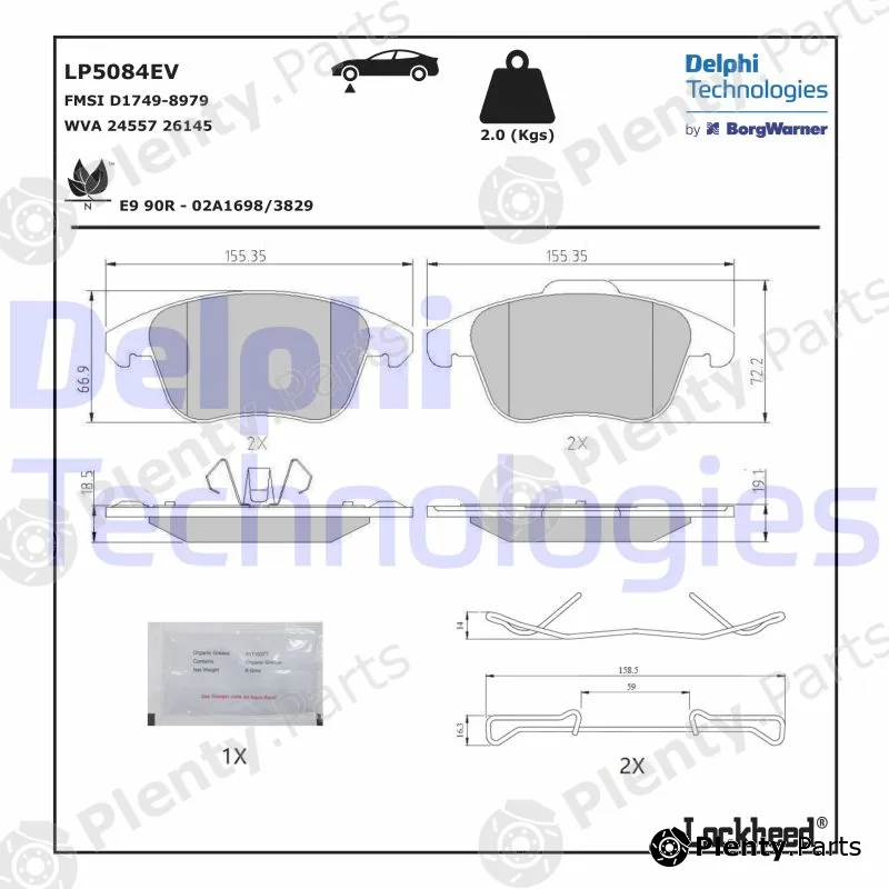 Delphi LP5084EV — Brake Pad Set, disc brake