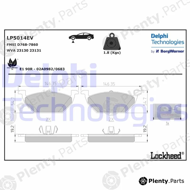 Delphi LP5014EV — Brake Pad Set, disc brake