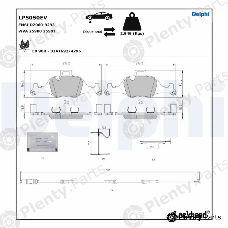 Delphi LP5050EV — Brake Pad Set, disc brake
