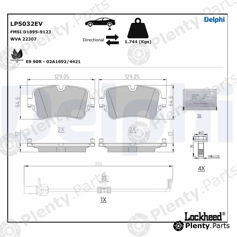 Delphi LP5032EV — Brake Pad Set, disc brake
