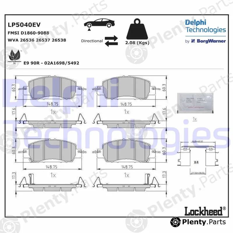 Delphi LP5040EV — Brake Pad Set, disc brake