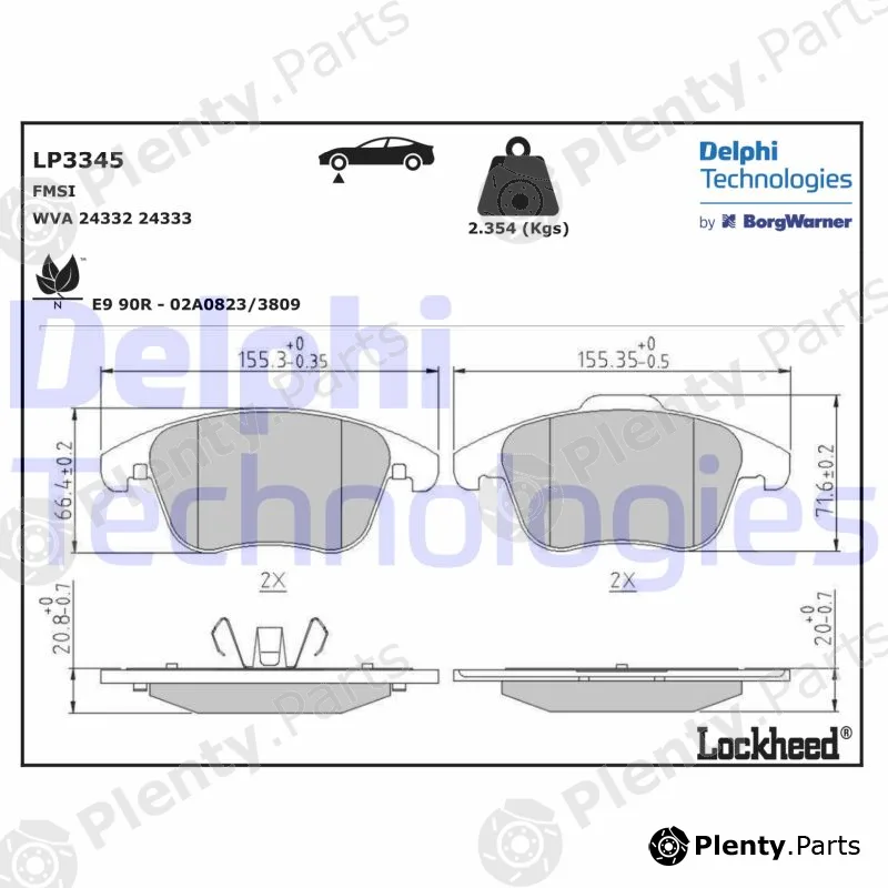 Delphi LP3345 — Brake Pad Set, disc brake