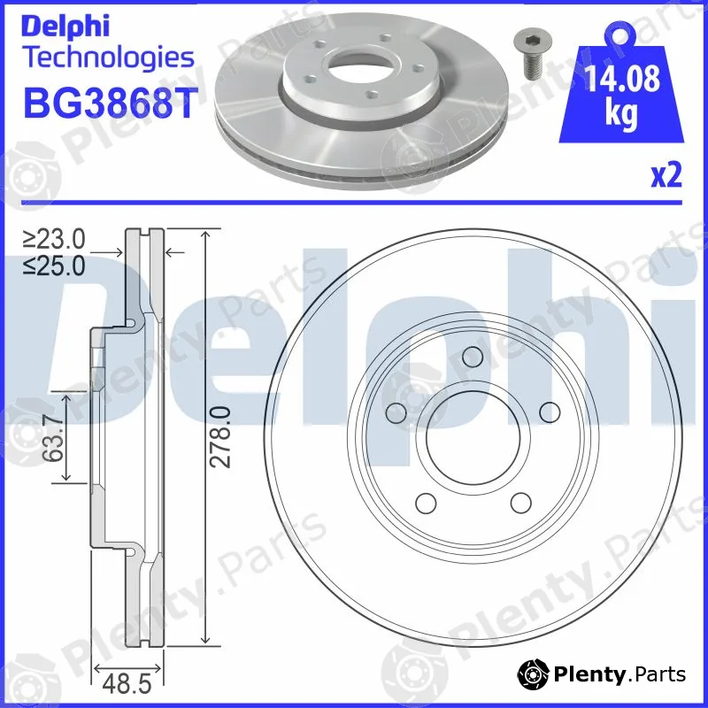 Delphi BG3868T — Brake Disc