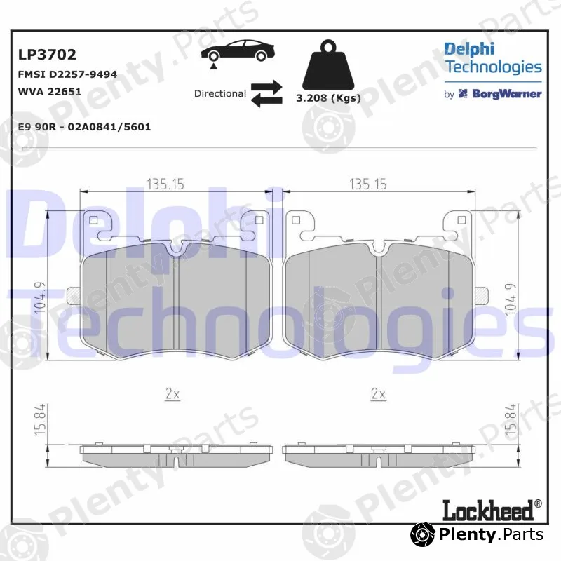 Delphi LP3702 — Brake Pad Set, disc brake