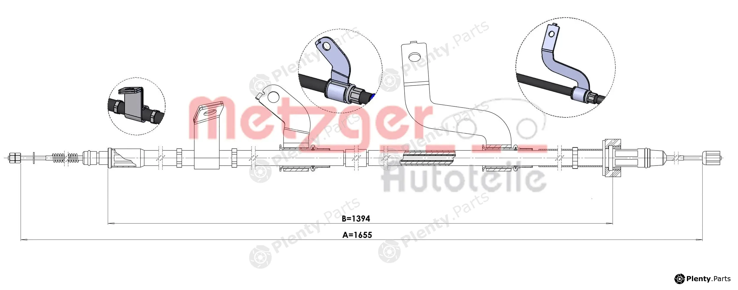 Metzger 1.KI015 — Cable Pull, parking brake
