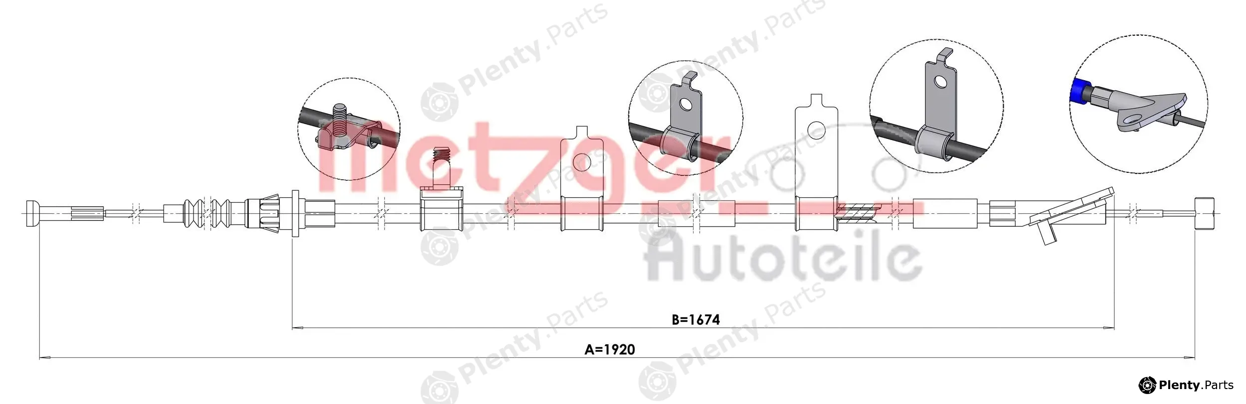 Metzger 1.MA005 — Cable Pull, parking brake