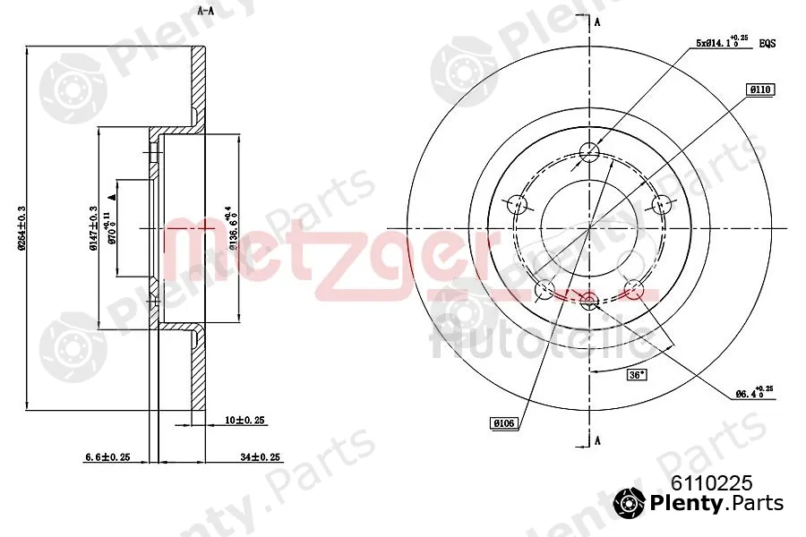 Metzger 6110225 — Brake Disc