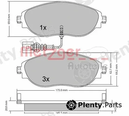 Metzger 1170173 — Brake Pad Set, disc brake GREENPARTS