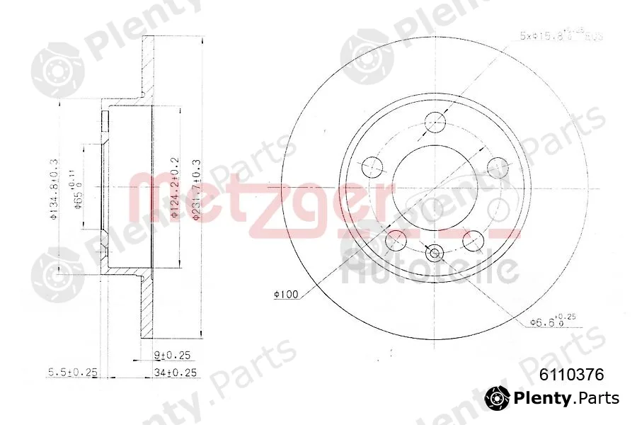 Metzger 6110376 — Brake Disc