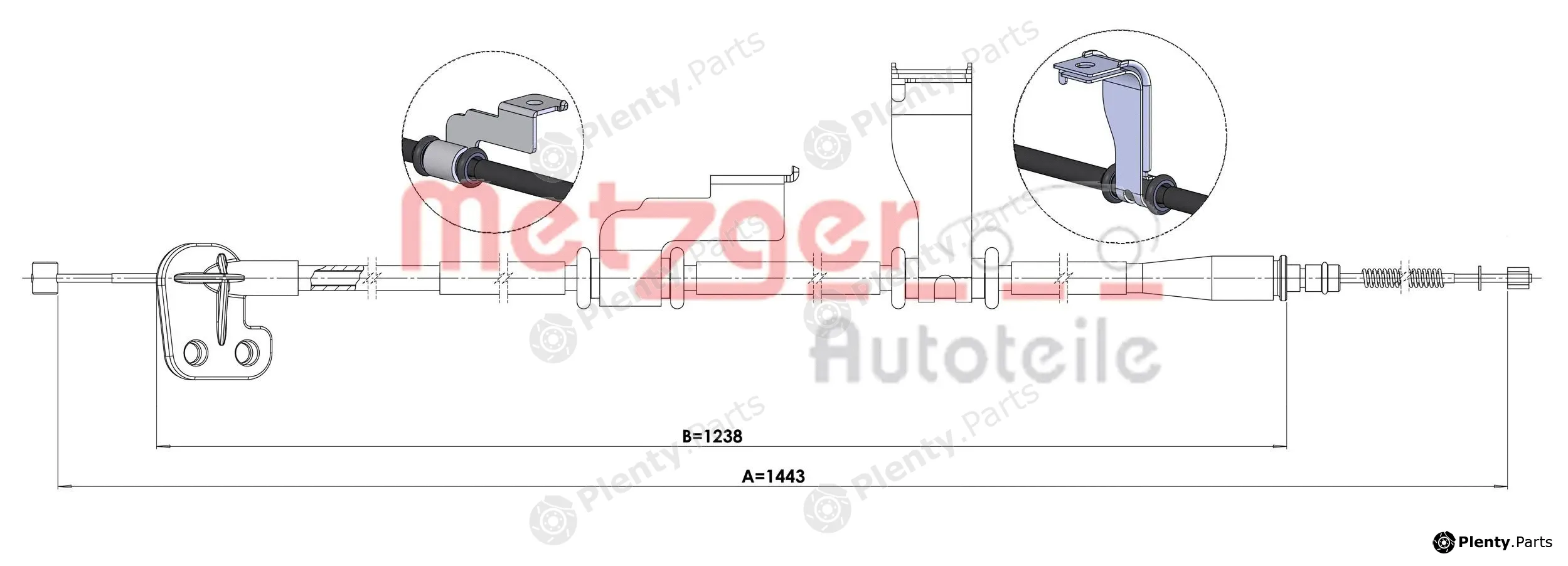 Metzger 1.HY004 — Cable Pull, parking brake