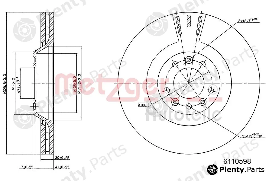 Metzger 6110598 — Brake Disc