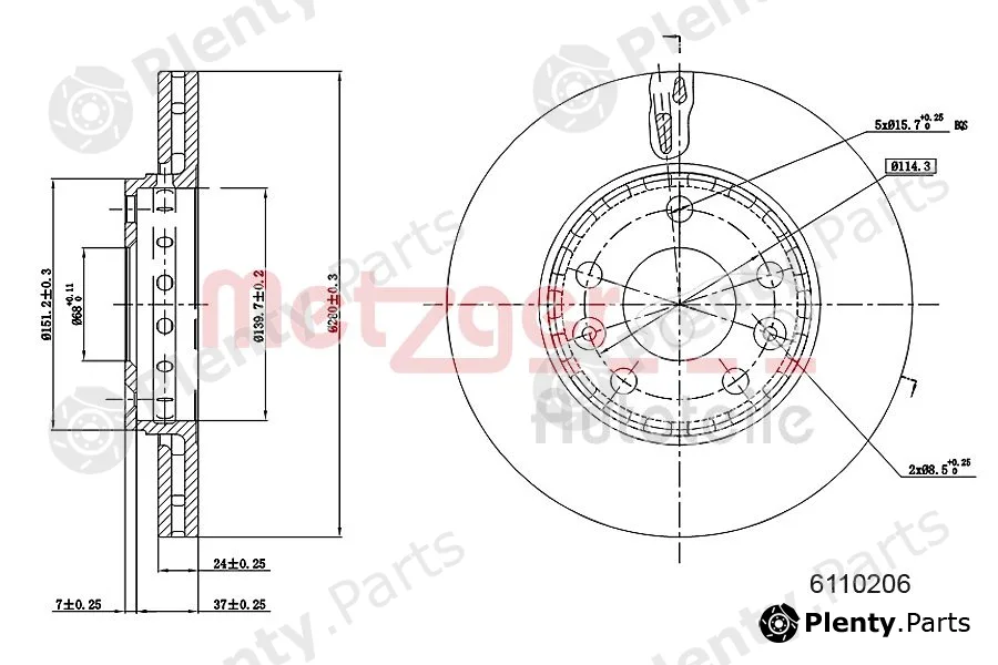 Metzger 6110206 — Brake Disc GREENPARTS