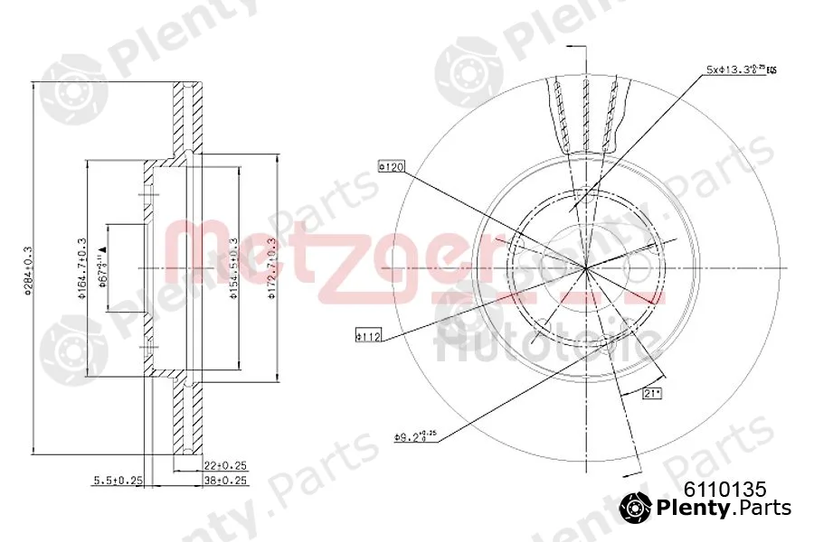 Metzger 6110135 — Brake Disc