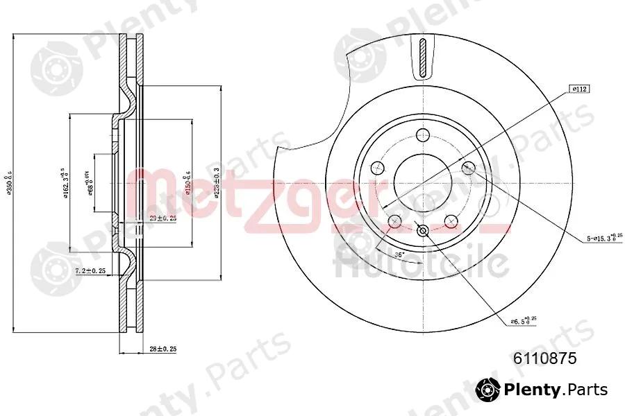 Metzger 6110875 — Brake Disc GREENPARTS