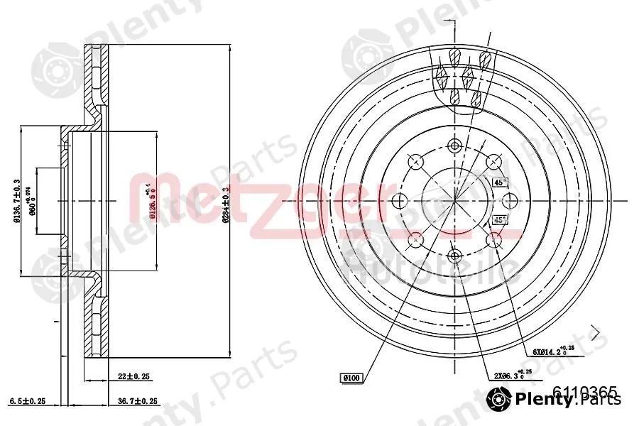 Metzger 6110365 — Brake Disc