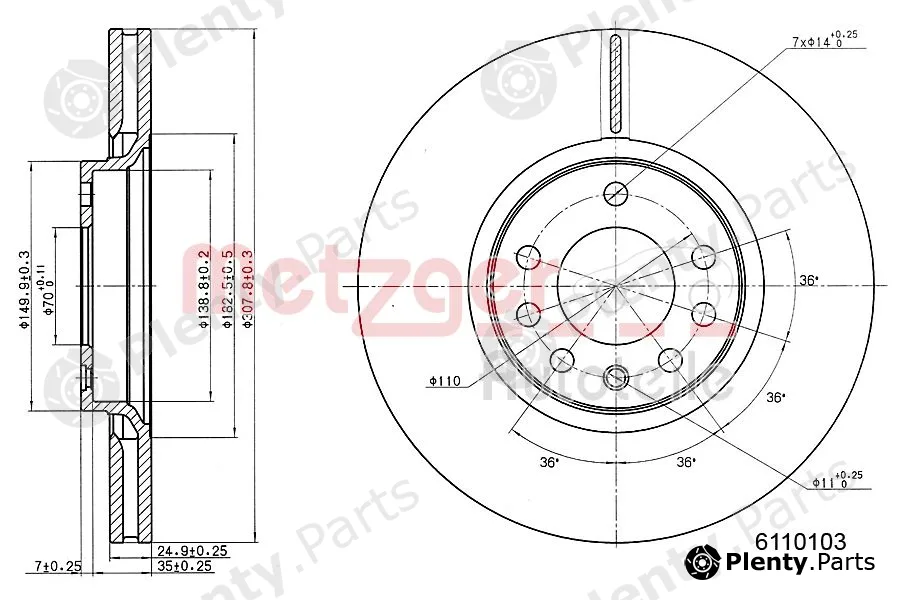 Metzger 6110103 — Brake Disc