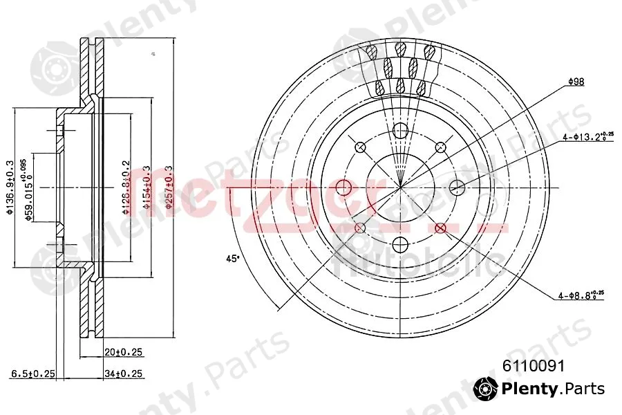 Metzger 6110091 — Brake Disc