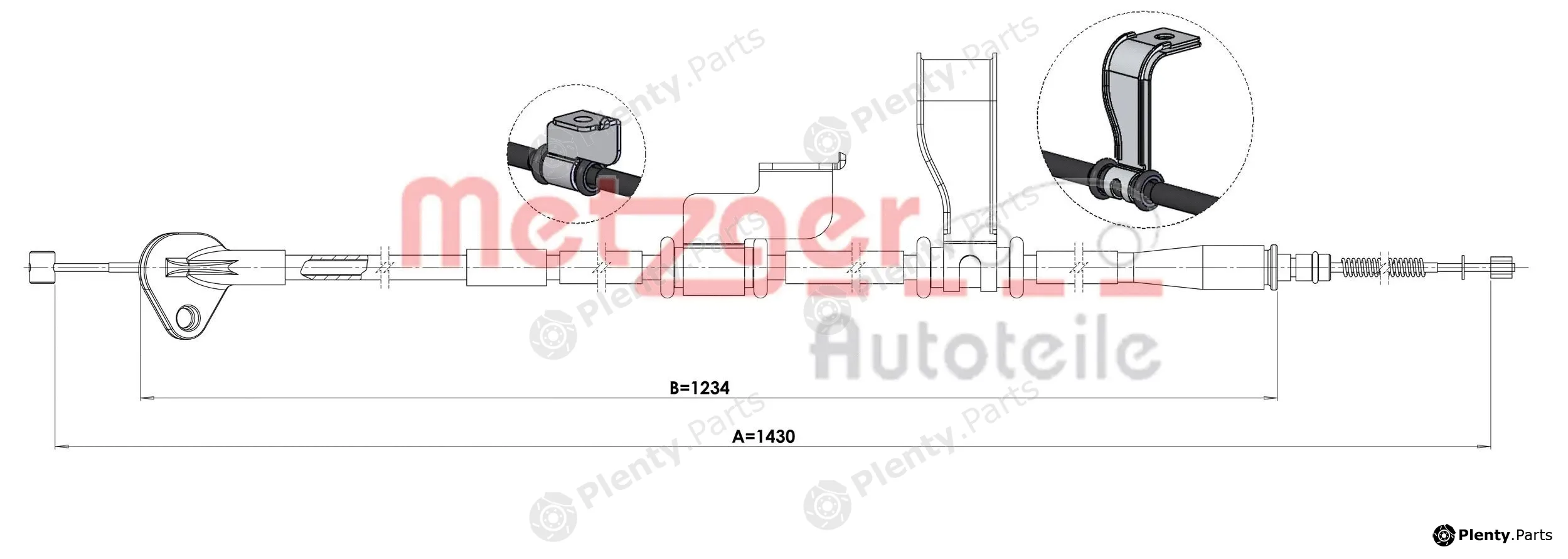 Metzger 1.HY003 — Cable Pull, parking brake