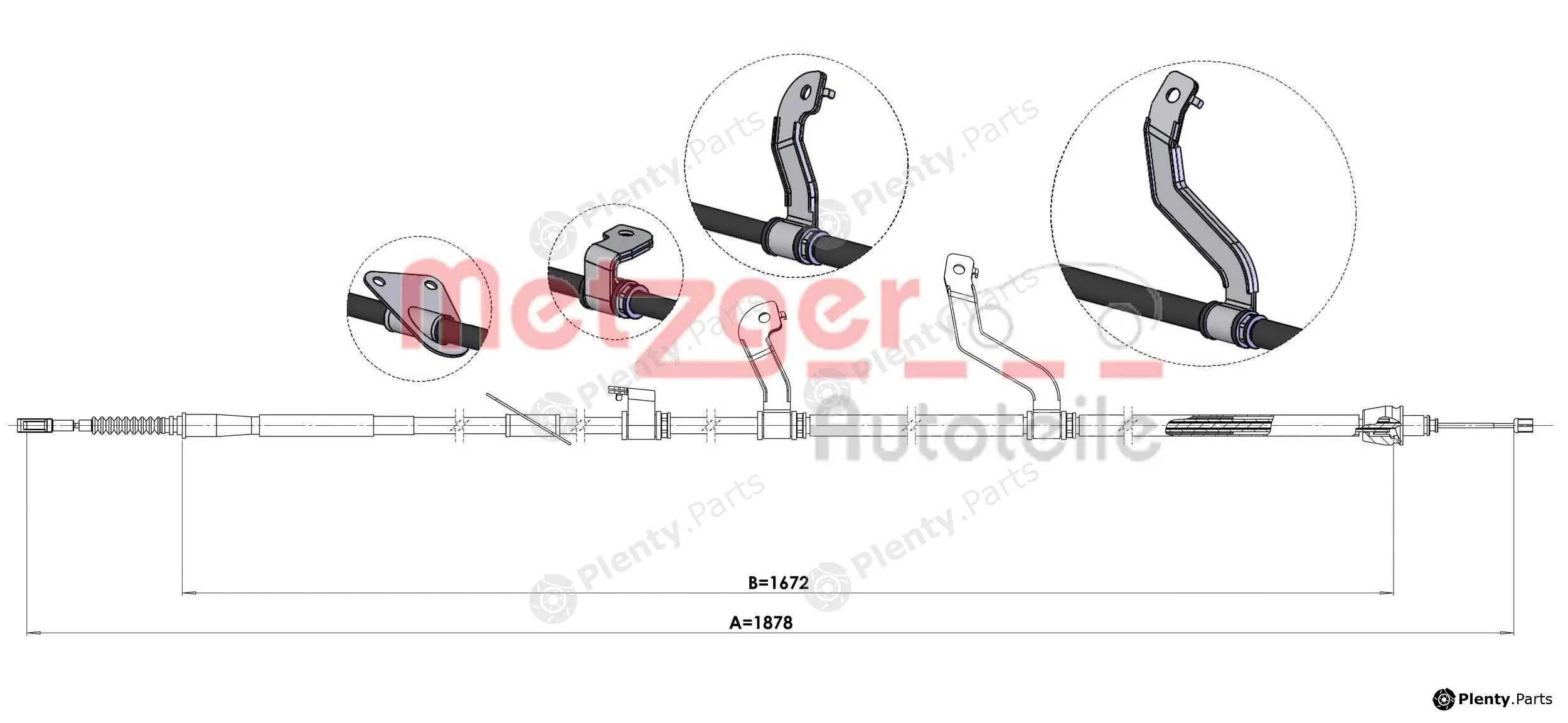 Metzger 17.6074 — Cable Pull, parking brake