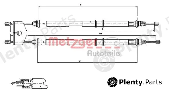Metzger 11.5453 — Cable Pull, parking brake
