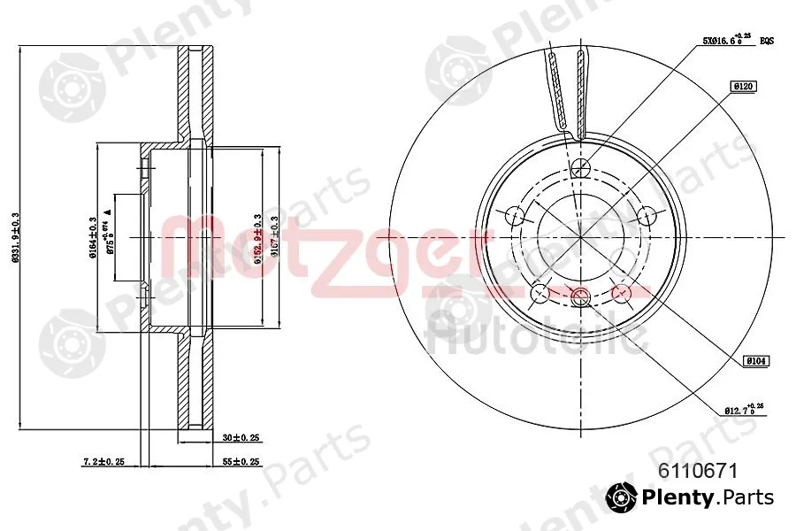 Metzger 6110671 — Brake Disc GREENPARTS