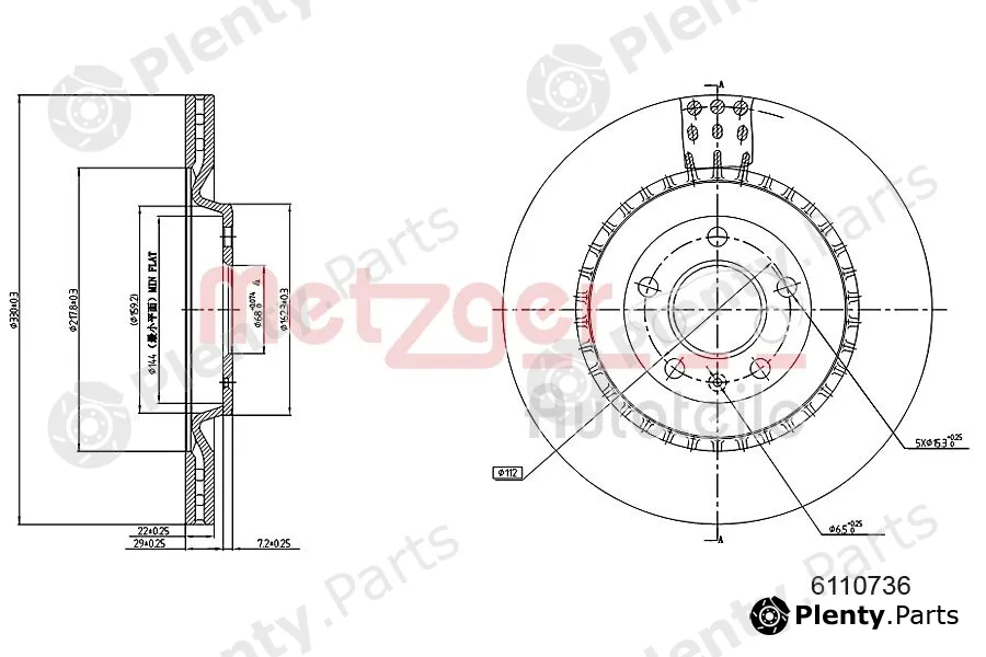 Metzger 6110736 — Brake Disc GREENPARTS